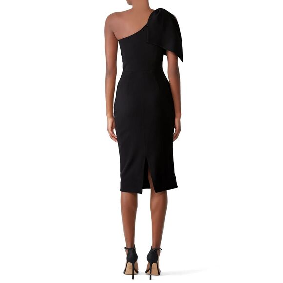 Dress The Population Tiffany One Shoulder Crepe Midi Dress - Black M - Picture 2 of 11